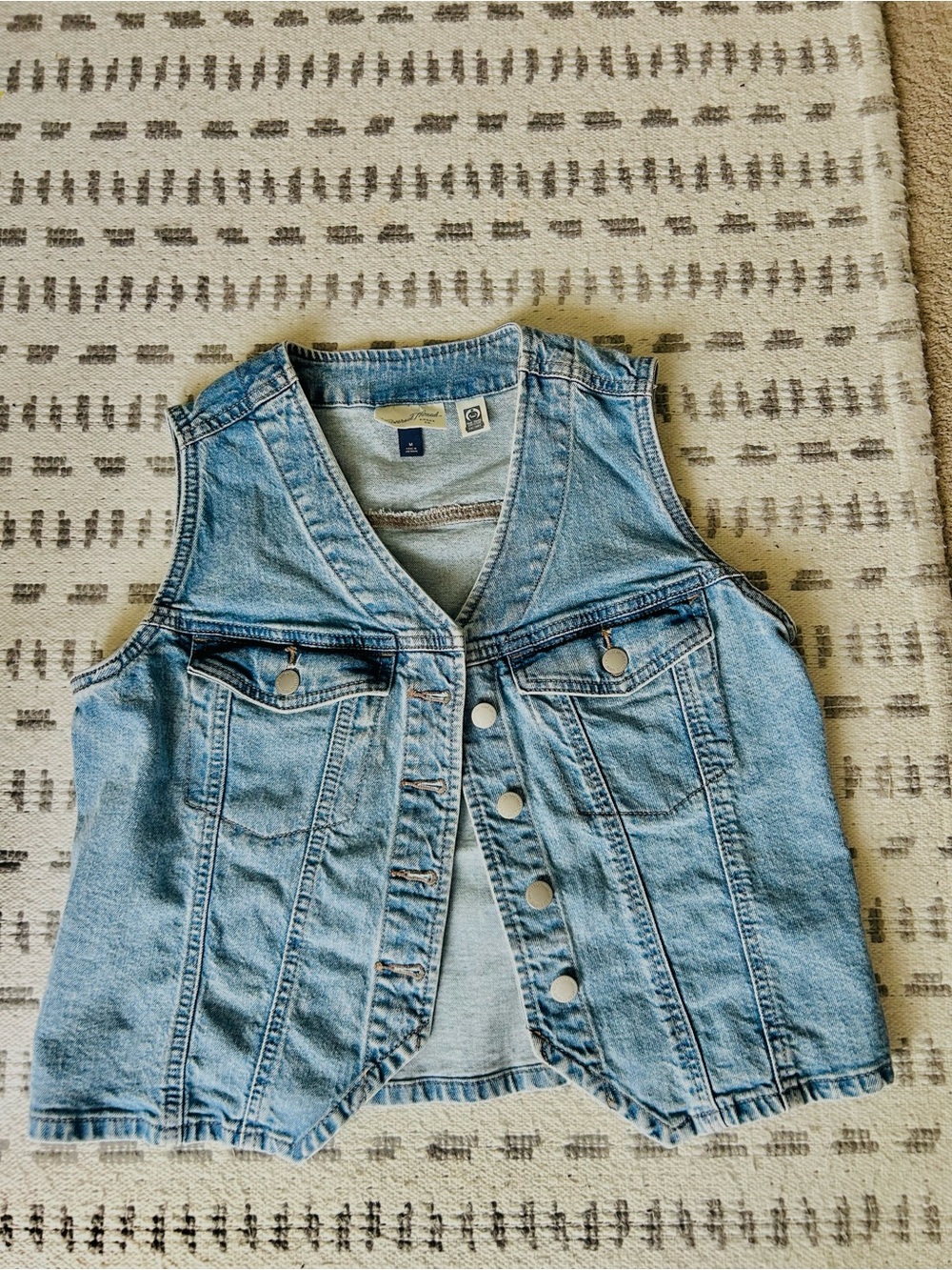 Denim Button-Front Vest - Light Blue Women's Jean Vest